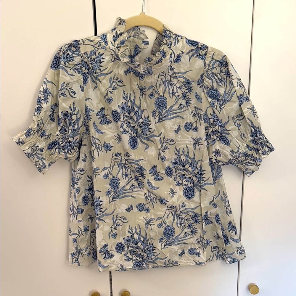 HUNTER BELL Cream Puff Sleeve Blouse